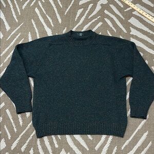 Kerry Classics Made In Ireland Vintage Green Wool Crew Neck Sweater Size XL